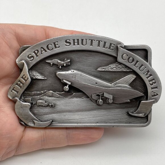 VTG Space Shuttle Columbia Silver belt buckle 1982 USA commemorative - Picture 7 of 7